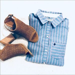 Abercrombie & Fitch Button Up Blue & Pink Blouse